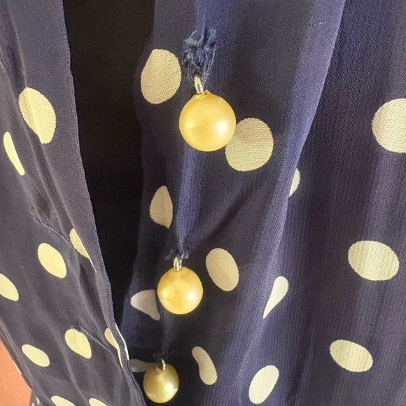Navy Blue and White Polka Dot Shirtwaist Dress - Picture 8 of 11
